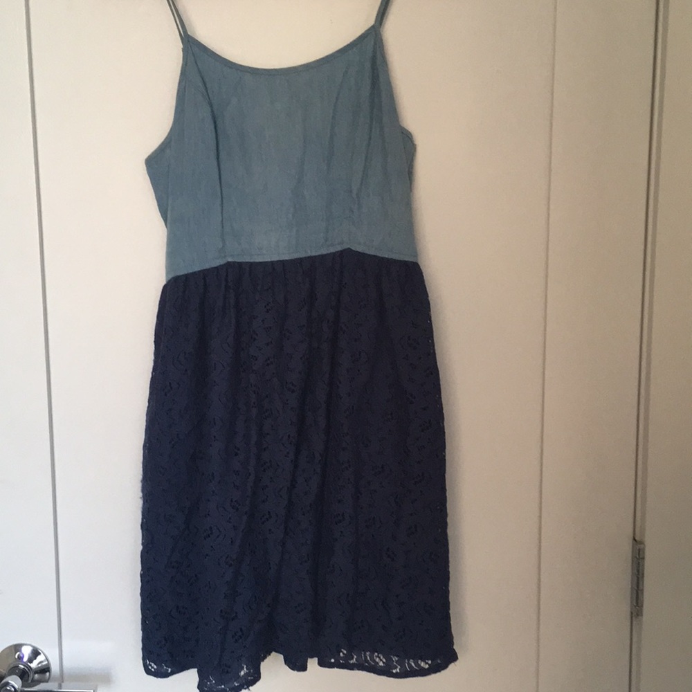 Lace and chambray blue dress